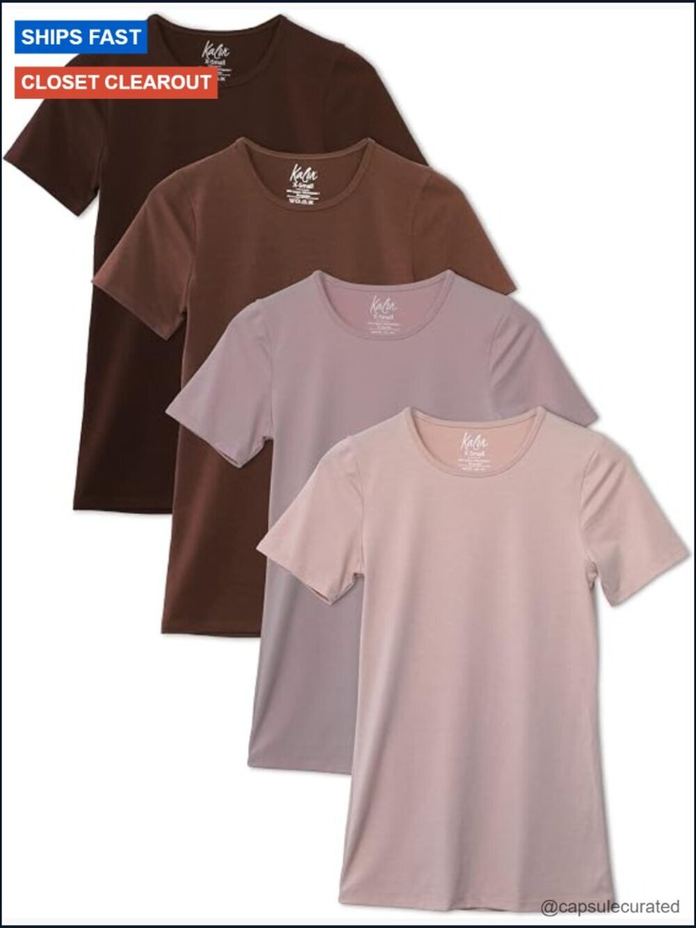 4-Pack Crewneck T-Shirt Base Layer Tunic Tops